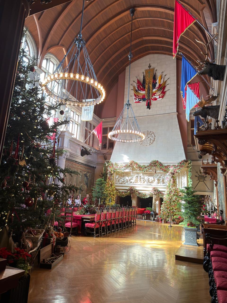 Christmas decorations inside Biltmore House on a previous Sage Travel Services trip